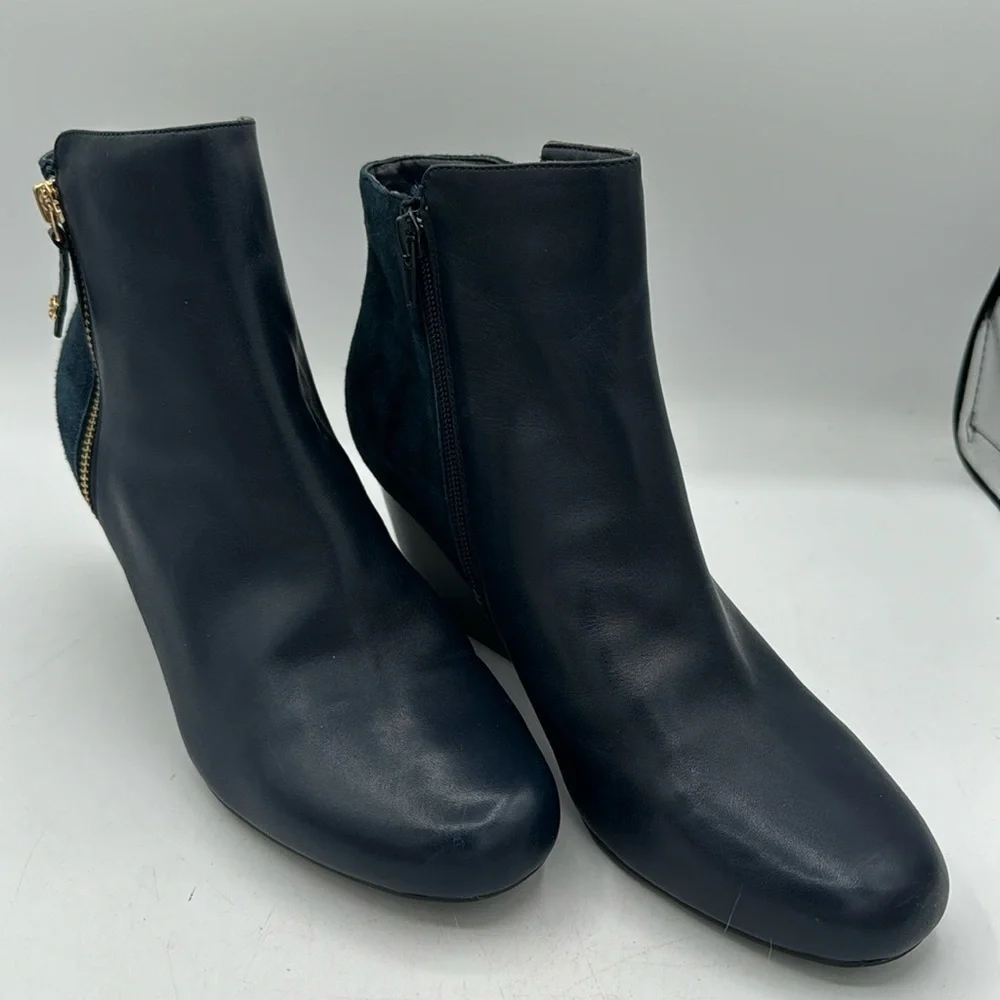 Isaac MixrahiLive! Blue Suede/Leather booties Sz 10 New without box